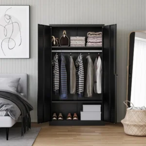 Metal Wardrobe Cabinets with Lock,Clothing Locker Storage Cabinets for Home Room,Fire Department, School,